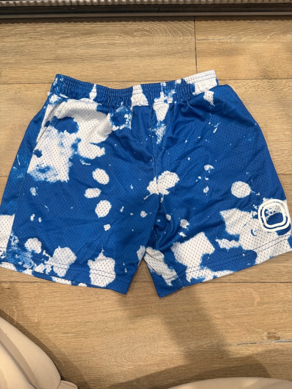 Kids Blue and White Tie-Dye Mesh Casual Shorts